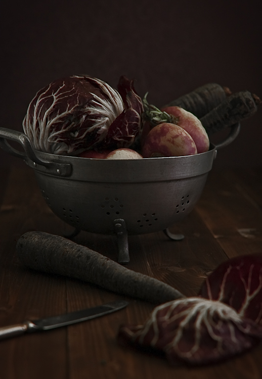 verdure viola e coltello